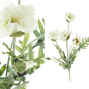 Roślina sztuczna – białe maki bukiet 5 kwiatów_Aluro